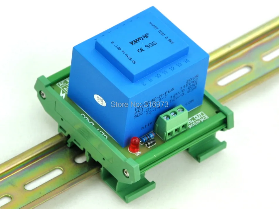 P 115VAC, S 2x 15VAC, 20VA DIN Rail Mount Power Transformer Module,D-1033T/K,15V images - 6