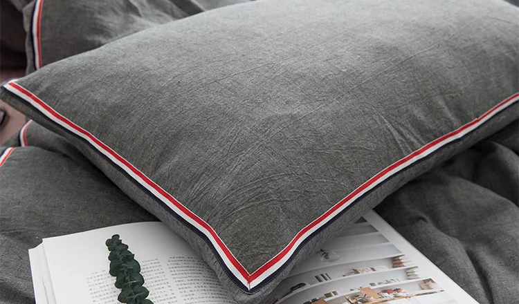 Gray-1pc 1 шт. Подушка Чехол Nordic мыть хлопок белый/розовый/Серый цвет наволочка Спальня постельные принадлежности прямоугольник полосы Подушка Чехол 48*74 см - Цвет: Gray-1pc