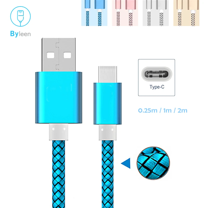 Blue Byleen USB C быстрое зарядное устройство кабель для Honor 10 9 8 V8 V9 P9 P10 Plus Xiaomi mi a1 a2 8 6 mi x 3 2 max 3 lenovo z5 type C Tipe C - Тип штекера: Blue