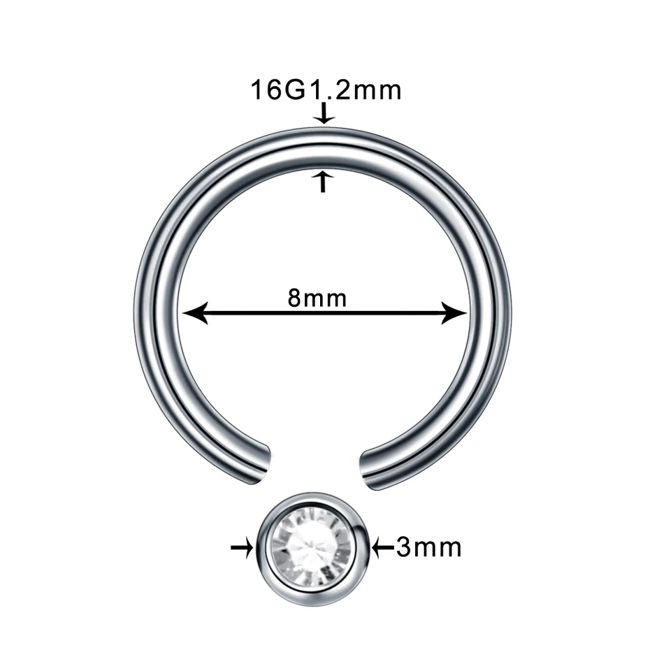 Style 3 1 шт кольца в нос из титана пирсинг сосков спиральные пирсинг раковины Daith пирсинг серьги козелок CBR Пленница кольца из бисера ювелирные изделия для тела - Окраска металла: Style 3