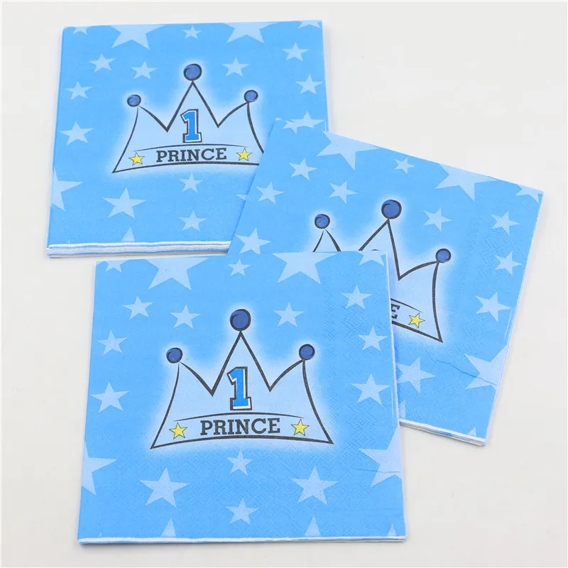 20 штук принц/Princess Crown День рождения поставки Бумага салфетки/тканей Baby Shower