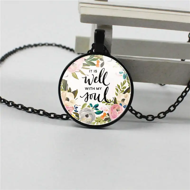 3 / Color 2018 New Wisdom Bible verse is fine with my soul lettering necklace faith of the appointment inspired women men Chri | Украшения