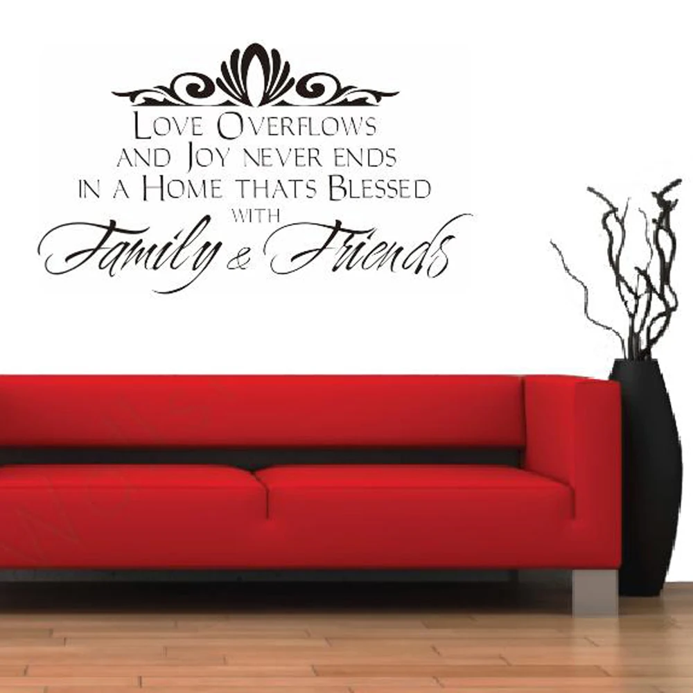 

family&friends with motto Wall Sticker The Letters Motto Love Removable Waterproof Vinyl Wall Decal PVC Home Decor Wall Stickers