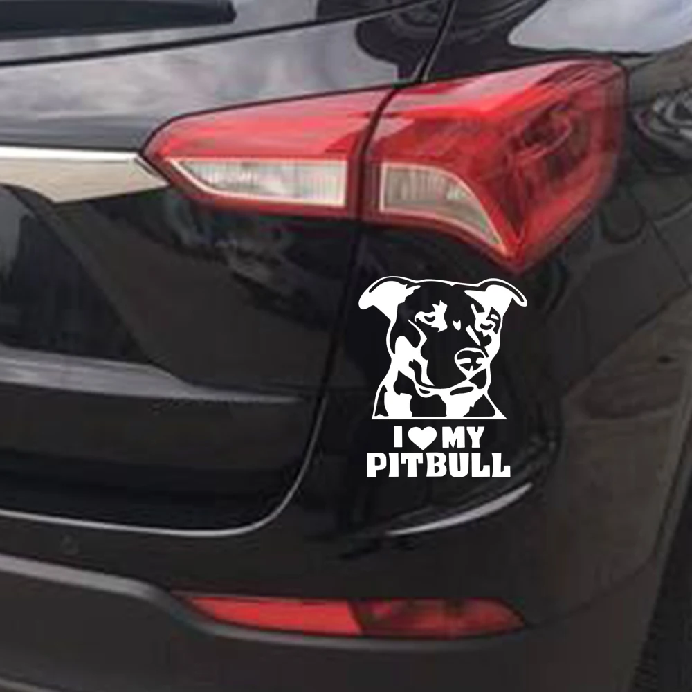 15 5x13 см Виниловая наклейка с надписью I LOVE MY PITBULL водонепроницаемые декоративные