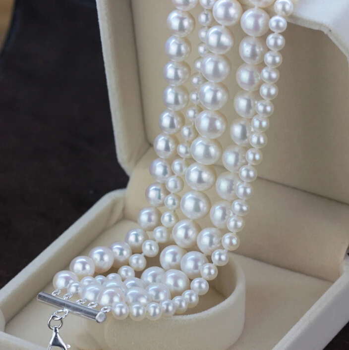 Браслет из натурального пресноводного жемчуга многослойный браслет с