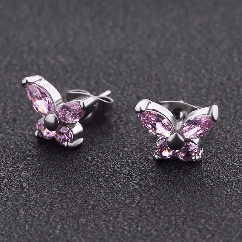 Серьги из нержавеющей стали 1 пара Женская Сережка гвоздик Бабочка серьги для