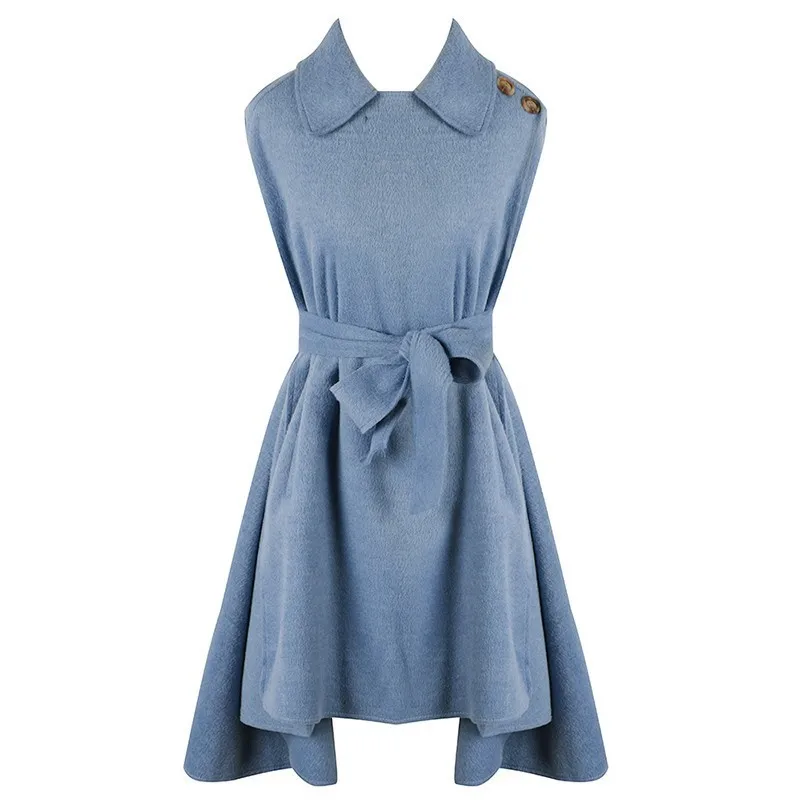 TWOTWINSTYLE пальто женское кашемировое свободное с длинным рукавом на шнуровке