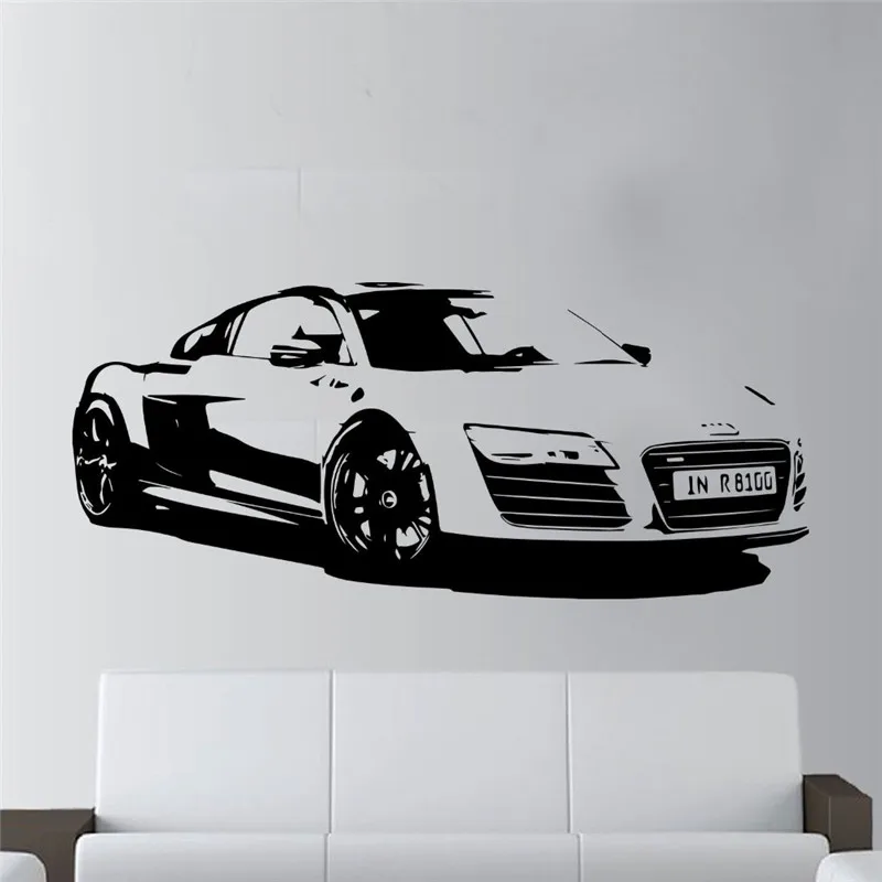 Модный большой автомобиля Audi R8 купе спорт настенное Искусство Наклейка домашний