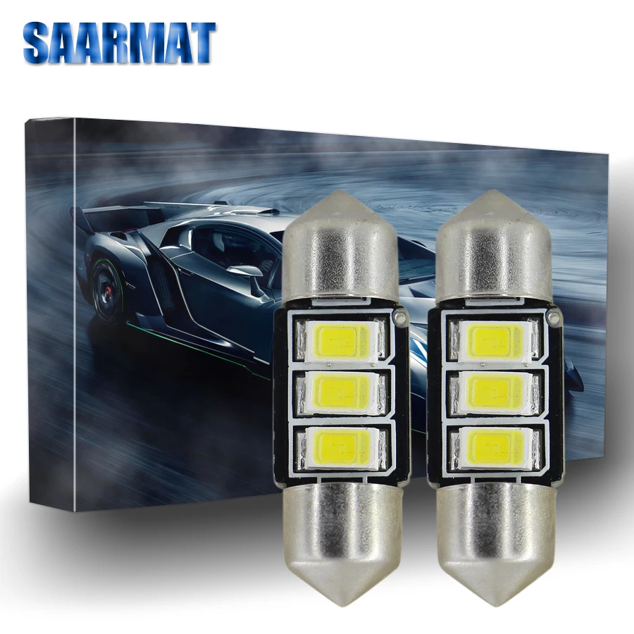 2x для VW Polo Sharan II Touran Touareg Licese Plate белая лампочка 39 мм 3 SMD LED CANBUS без ошибок|error free|error