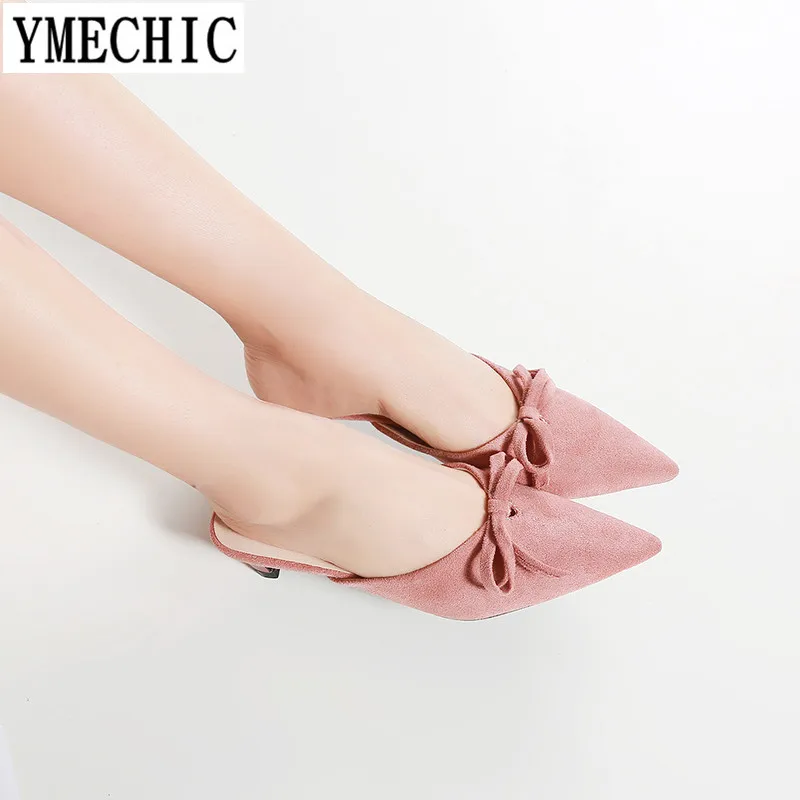 Женские мюли YMECHIC красные розовые черные туфли-лодочки на каблуке средней высоты