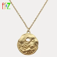 f j4z hot coins necklaces vintage matted gold color zodiac constellation 12 horoscope pendants necklaces jewelry for men women