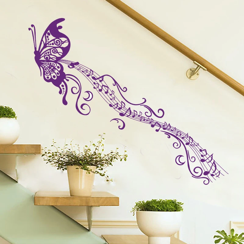 Креативные музыкальные наклейки с бабочками для гостиной спальни съемные