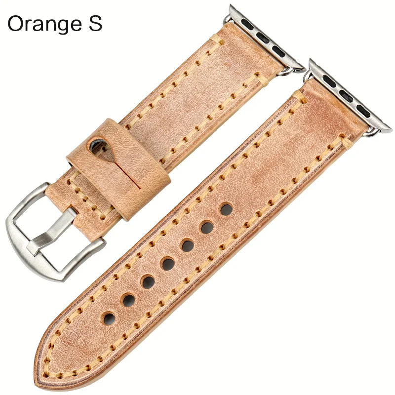Кожаный ремешок для часов MAIKES, браслет для часов Apple watch, 42 мм, 38 мм, iwatch 4, 44 мм, 40 мм, браслет серии 4, 3, 2, 1 - Цвет ремешка: Orange S