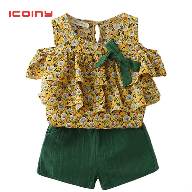 Футболка без рукавов + шорты для девочек летний комплект одежды с принтом