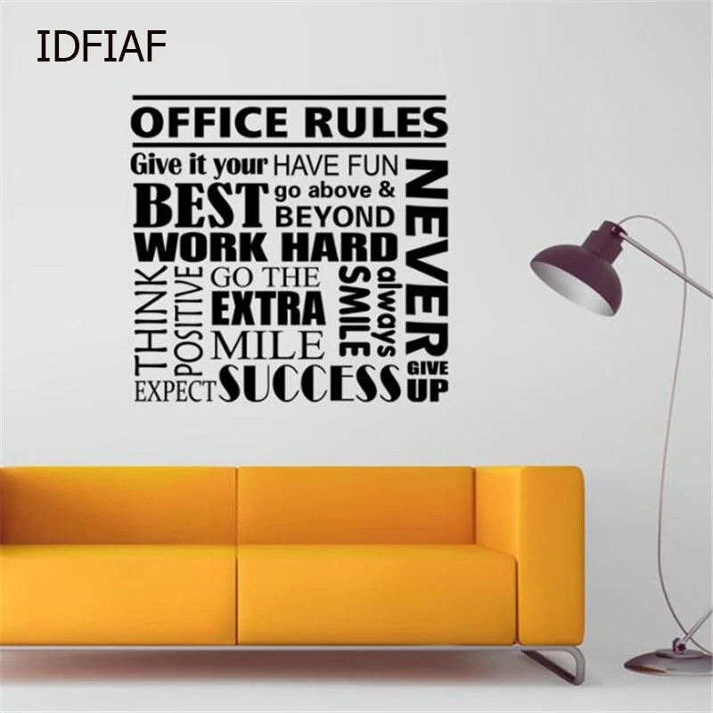IDFIAF Новые Креативные офисные наклейки на стену DIY английские виниловые Съемные