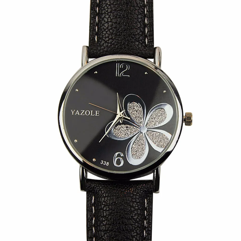 2019 женские модные часы с цветочным кожаным ремешком аналоговые кварцевые для