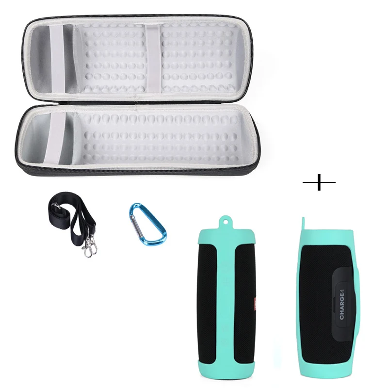 White and green 2 в 1 EVA жесткий чехол для хранения на молнии+ силиконовый чехол для JBL Charge 4 Bluetooth динамик для колонки JBL Charge4 - Цвет: White and green