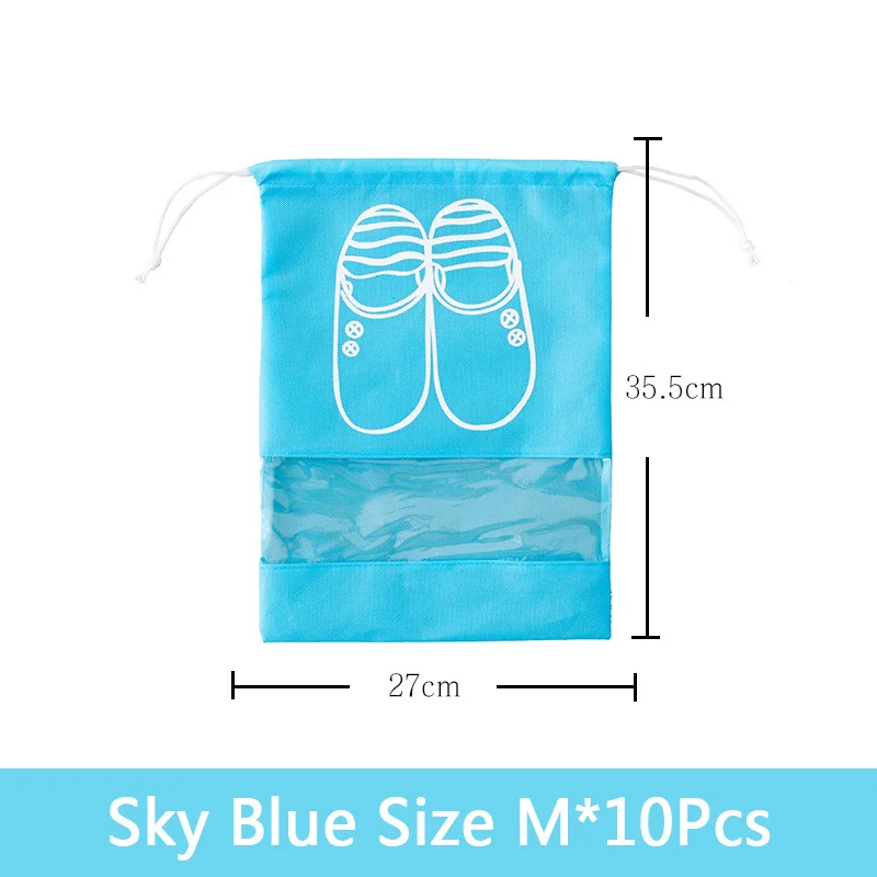 Sky blue(M) 10 шт./лот, нетканые тканевые сумки для обуви для женщин и мужчин, пылезащитный чехол для обуви, сумки для путешествий, органайзер для обуви 300 - Цвет: Sky blue(M)