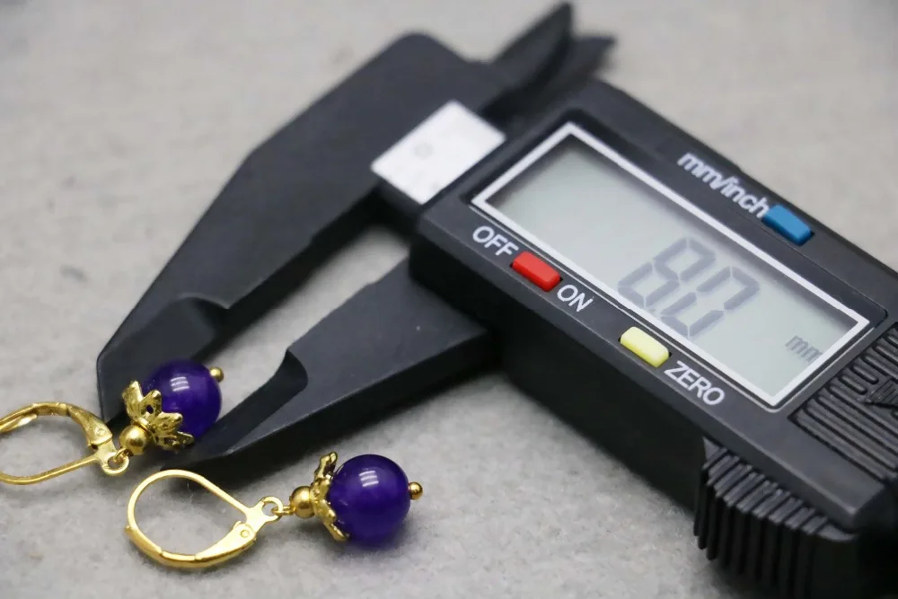 Серьги-капельки из натурального камня 8 мм популярные фиолетовые 6 | Украшения и