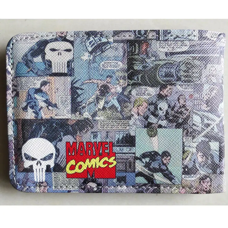 2018 Новый Marvel Comics Каратель Скелет Логотип кошельки кошелек серый 12 см кожа W021 |