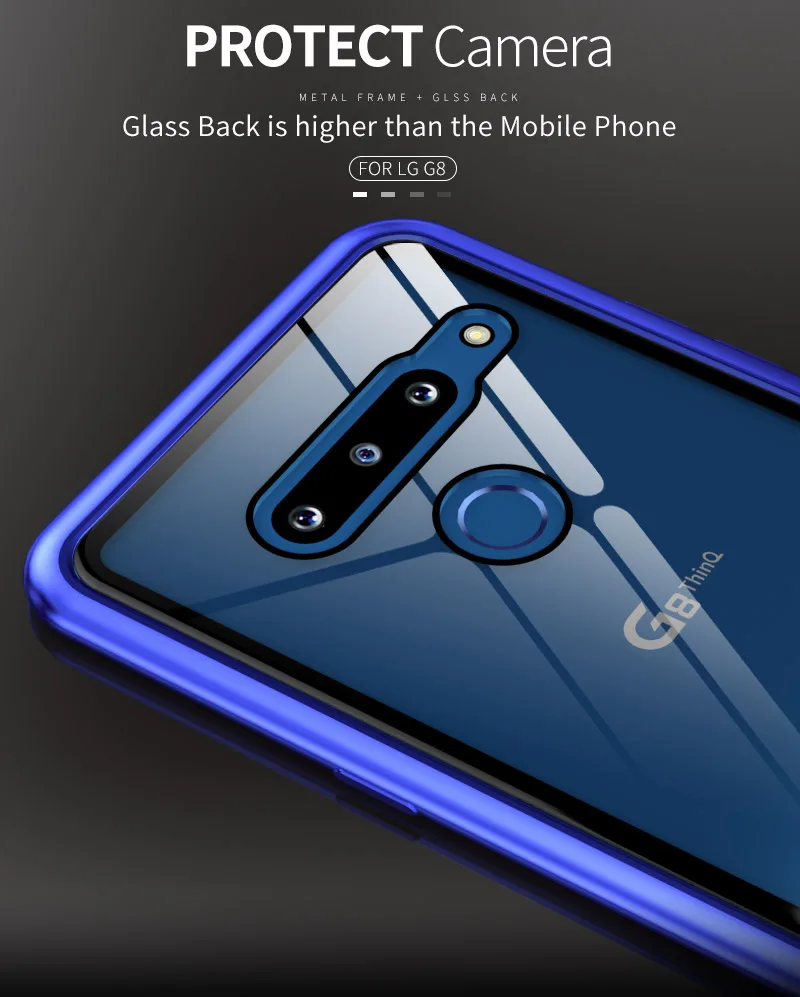 Чехол для LG G8 ThinQ Чехол класса люкс задней панели из закаленного стекла и алюминия металлический бампер чехол для LG G8 ThinQ 2 3 задних Камера с полной защитой от ударов
