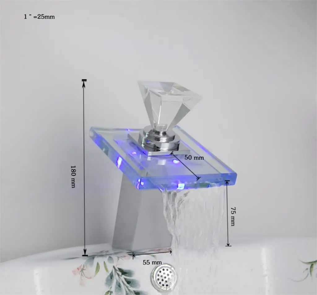 Кран для ванной комнаты Новый светодиодный кран смеситель хромированный 3 вида