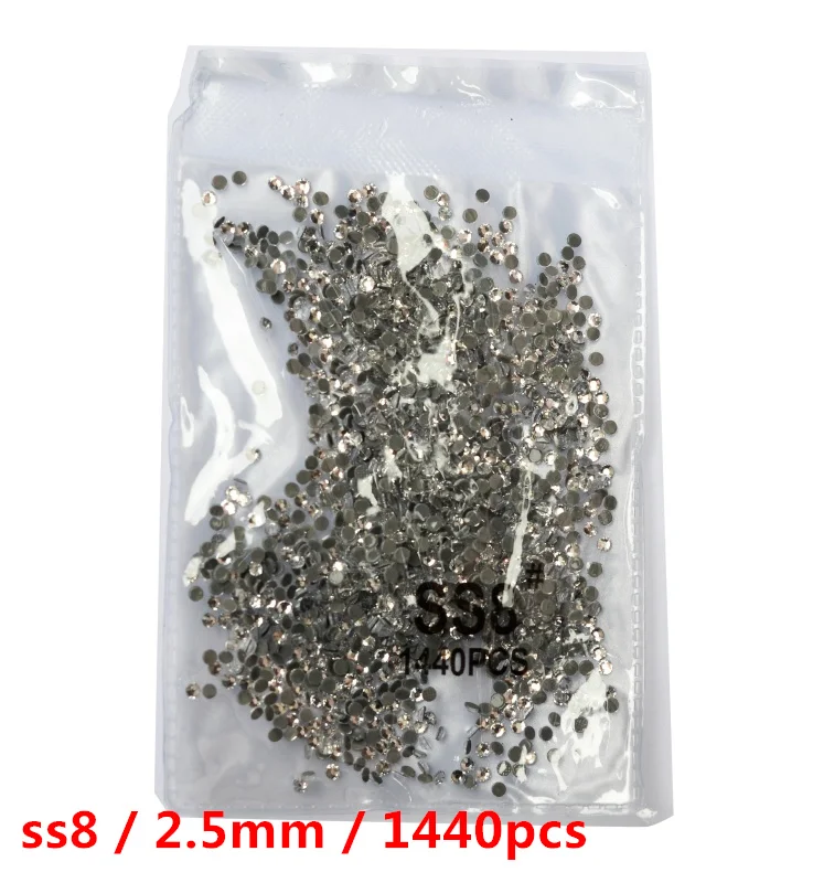 glue white ss8 1440 2019Newest~ 1440 шт./пакет ss3-ss8 Кристаллы Дизайн ногтей Стразы Украшения Стекло камни чистое Золотое Б ез исправлений стразы - Цвет: glue white ss8 1440