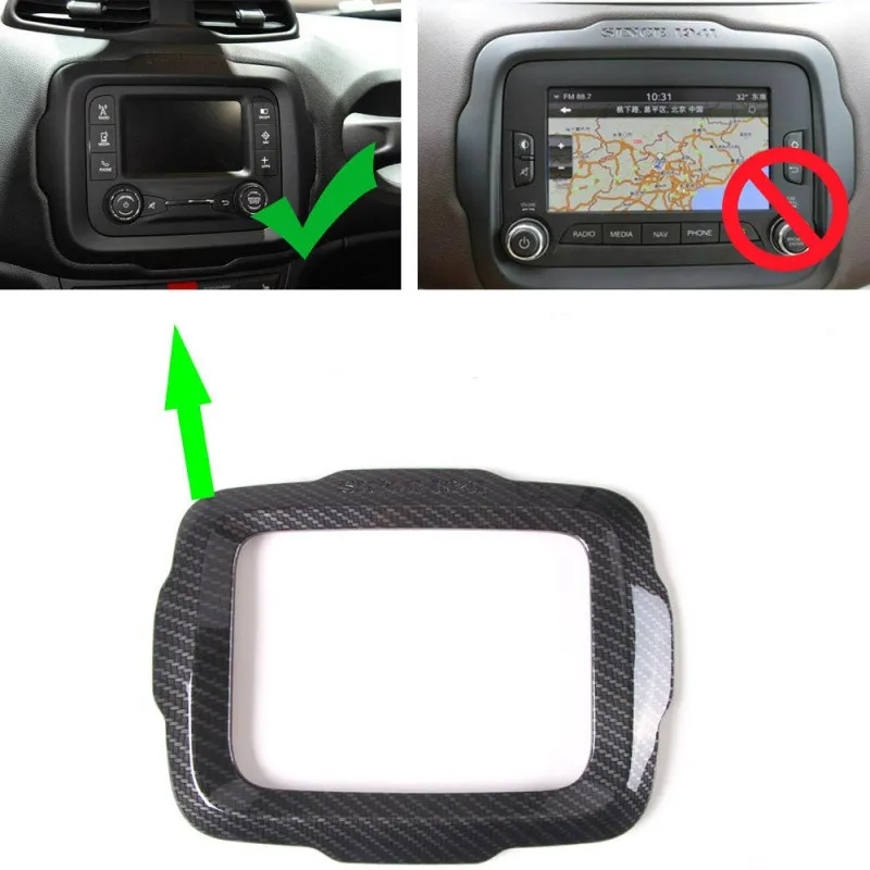 2015-2018 per Jeep Renegade cruscotto interno copertura di navigazione GPS cornice decorativa in fibra di carbonio cornice grande schermo Car Styling