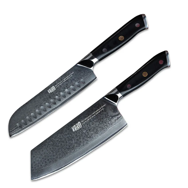 7 inch n 7 inch FINDKING G10 набор ручных ножей 7 дюймов нож для мясника 7 дюймов нож сантоку 5 дюймов нож для фруктов 67 слоев дамасской стали - Цвет: 7 inch n 7 inch