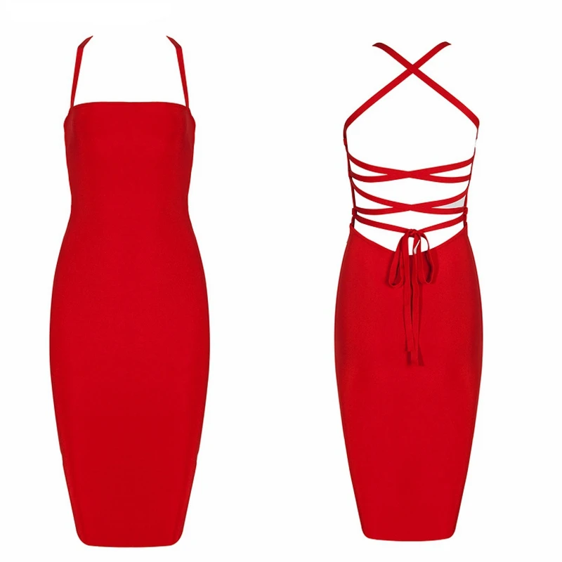 Специальное предложение 2019 новое облегающее Бандажное платье с лямкой на шее