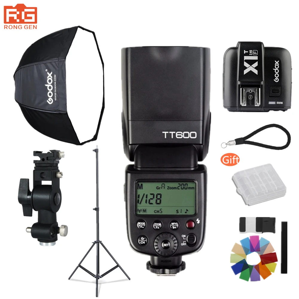 Набор для фотосъемки Godox TT600 2 4g Беспроводная вспышка HSS + Зонт софтбокс 80 см стойка