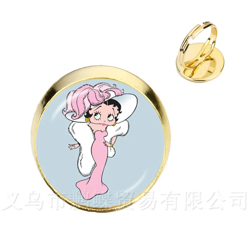 Betty Boop кольца милые девушки 80 винтажные сексуальные женские стеклянный купольный