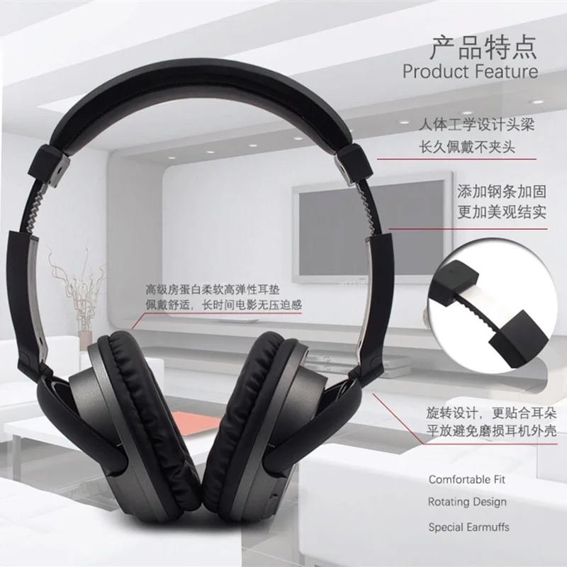 wireless tv headset home theater headset computer pc mp3 music helmet with pc tv wireleess transmit can connect more headphones free global shipping