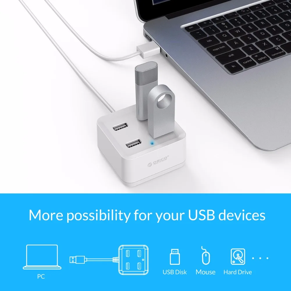 ORICO usb-хаб 4 порта USB 2,0 концентратор для ноутбуков и настольных мини usb-хаб USB 2,0 для окон/IOS/Linux