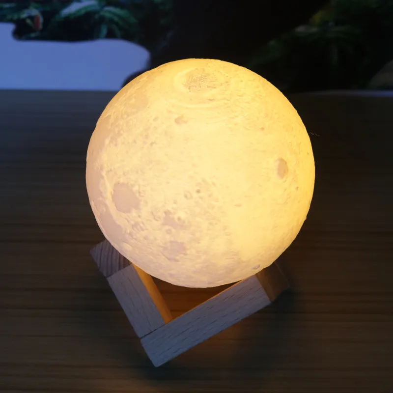 [Seven Neon] перезаряжаемая 3D лампа с принтом Луны 2 цвета сенсорный переключатель