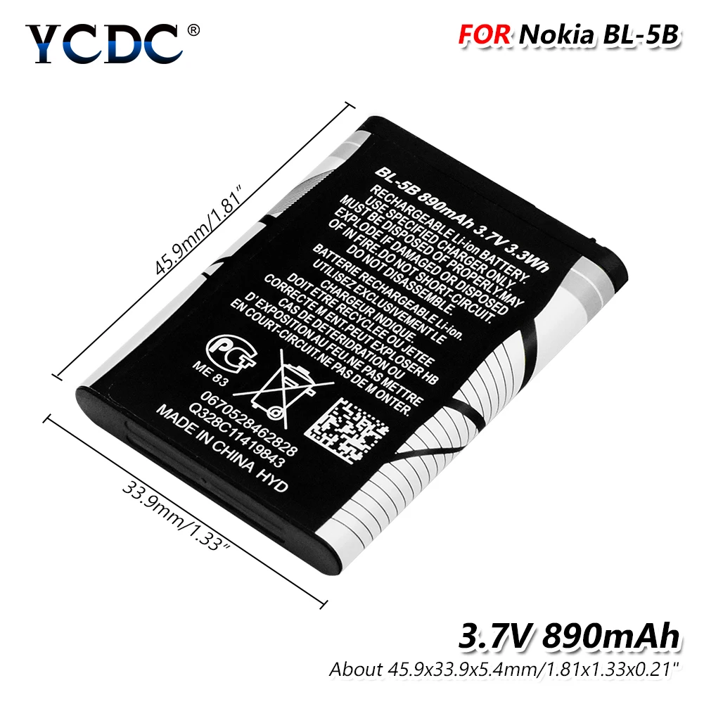 BL-5B 3,7 V 1200mAh Li-Po BL-5C Батарея для Nokia 1100 1101 1110 1112 1208 1600 1680 6100 8208 E61i N97 3220 N90 N-датчик - Цвет: BL-5B