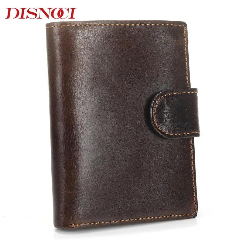 Мужской кошелек DISNOCI тонкий из натуральной воловьей кожи с отделением для монет