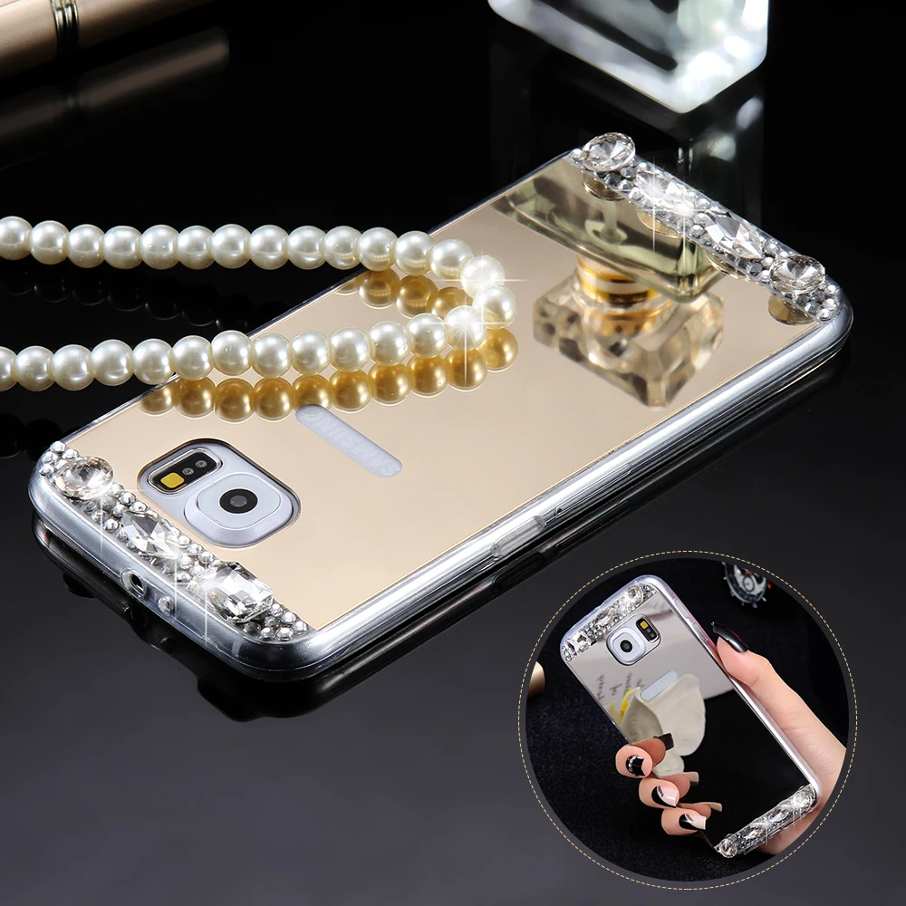 KISSCASE роскошный Алмазный чехол для Samsung Galaxy A5 A7 A3 J5 J7 2016 S6 S7 Edge зеркальный