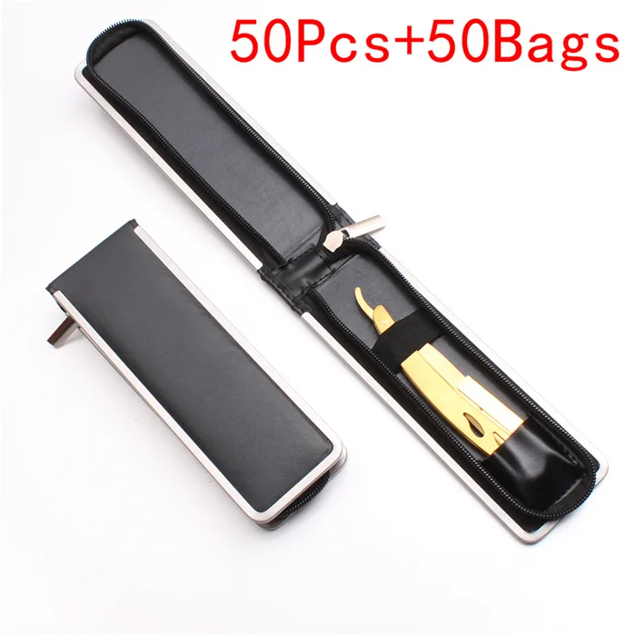 C6102 Jin 50Y2 50 шт. 14x2 см индивидуальный логотип Мужская прямая Опасная бритва стальная бритва складной нож для бритья инструмент для удаления волос лезвие C6102 - Цвет: C6102 Jin 50Y2
