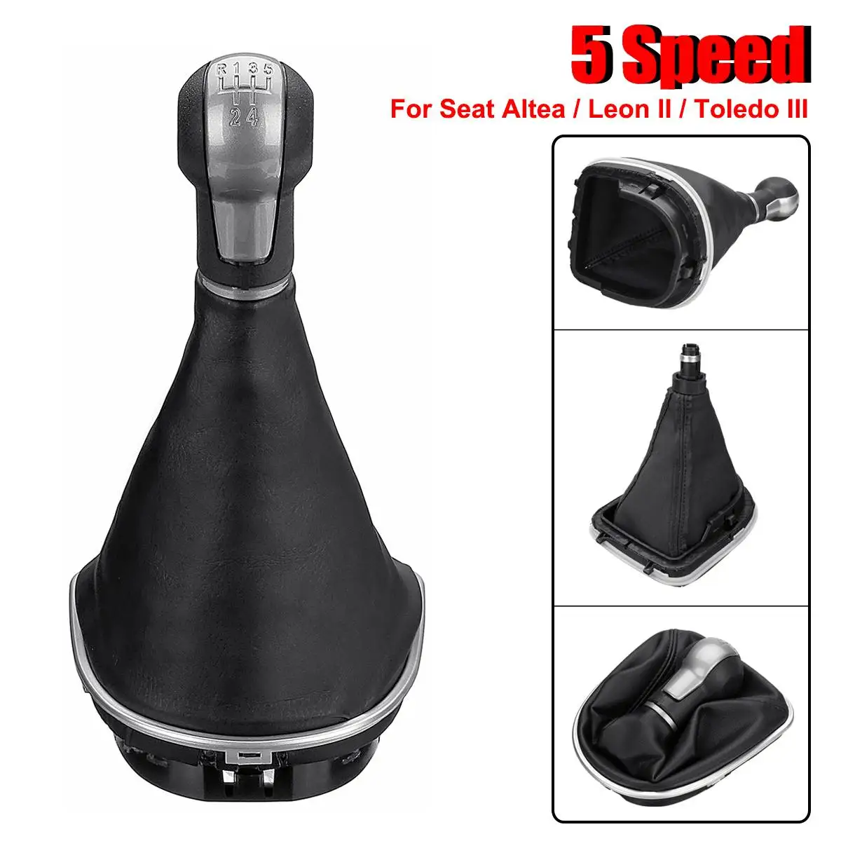 5 Speed 5/6 скоростная ручная ручка переключения передач с ПУ кожаный чехол переключателя передач Крышка ботинка для сиденья Altea для Leon II для Toledo III 2004-2012 - Название цвета: 5 Speed