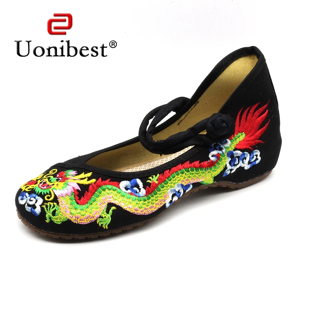 Тканевые туфли с изящной вышивкой в виде китайского дракона Женские Подарочная