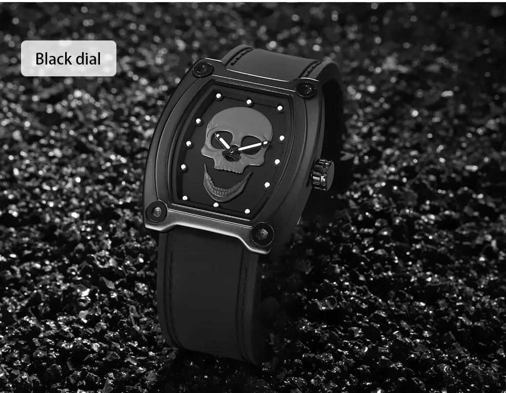 BAOGELA nouveau Спорт кварцевые squelette montres bande de Silicone грудь для люминисцентных crâne montre-браслет homme Relogios Mascu