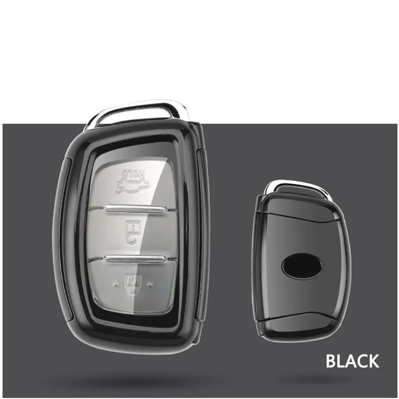 black single shell Корпус умного ключа Крышка для hyundai I30 I20 IX25 IX35 Santa Fe Solaris Elantra акцентная Соната весь защитный держатель для ключей - Название цвета: black single shell