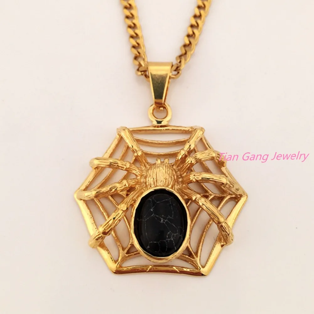 Модные мужские маленькие счастливые ожерелье с пауком в серебряном цвете из