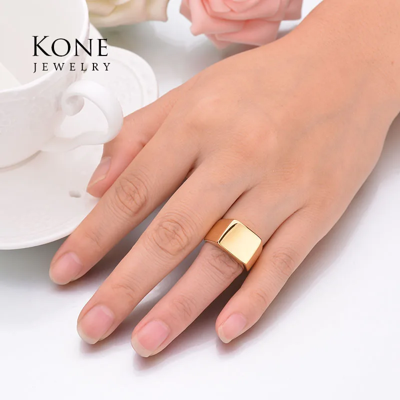 3 Color Punk Polished Stainless Steel Big Midi Ring Smooth Signet Band For Rapper Men Biker | Украшения и аксессуары