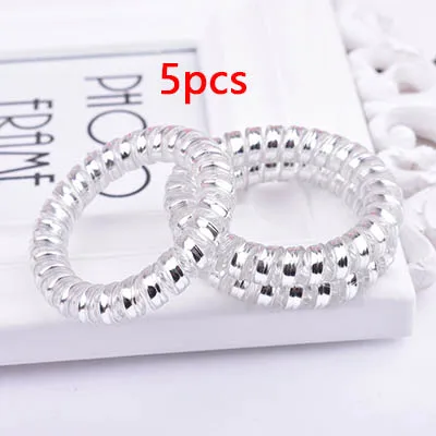 5pcs 5/10 шт. телефонный провод линия резинки для волос весна резиновые резинки для волос аксессуары для волос резиновый канат - Цвет: 5pcs