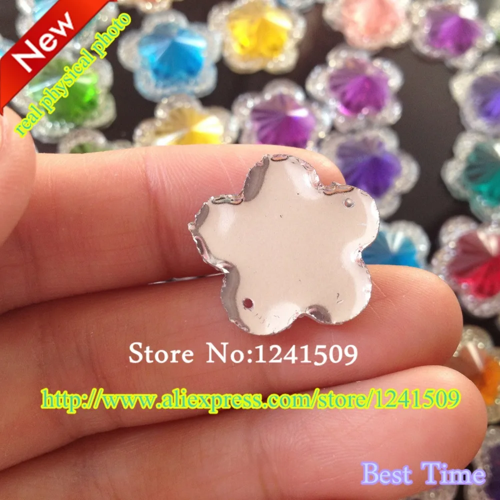 High quality New 20mm 80pcs Beautiful Rhine Rock Flowers Mixed Colors 2 Holes For Sewing Headdress Jewelry Arts And Crafts ass-3 | Дом и сад