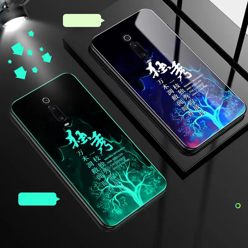 B Lu mi nous чехол для телефона для Xiao mi Red mi K20 Pro Чехол светящаяся задняя крышка из закаленного стекла для Xiao mi Red mi K20 Pro mi 9T Pro Чехол - Цвет: B