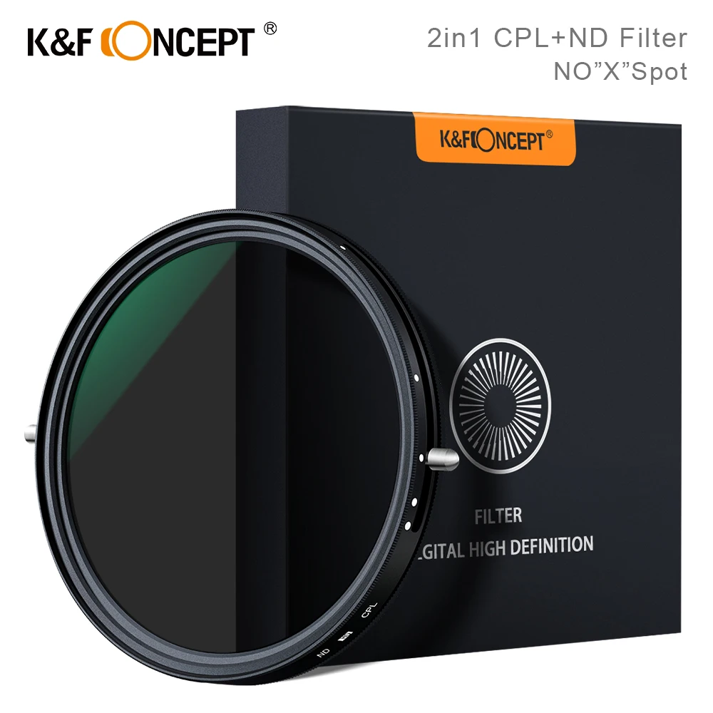 K& F концепция 2в1 ND+ CPL фильтр No "X" spot Fader ND переменный фильтр+ круговой поляризационный фильтр 67 мм 72 мм 77 мм 82 мм объектив камеры