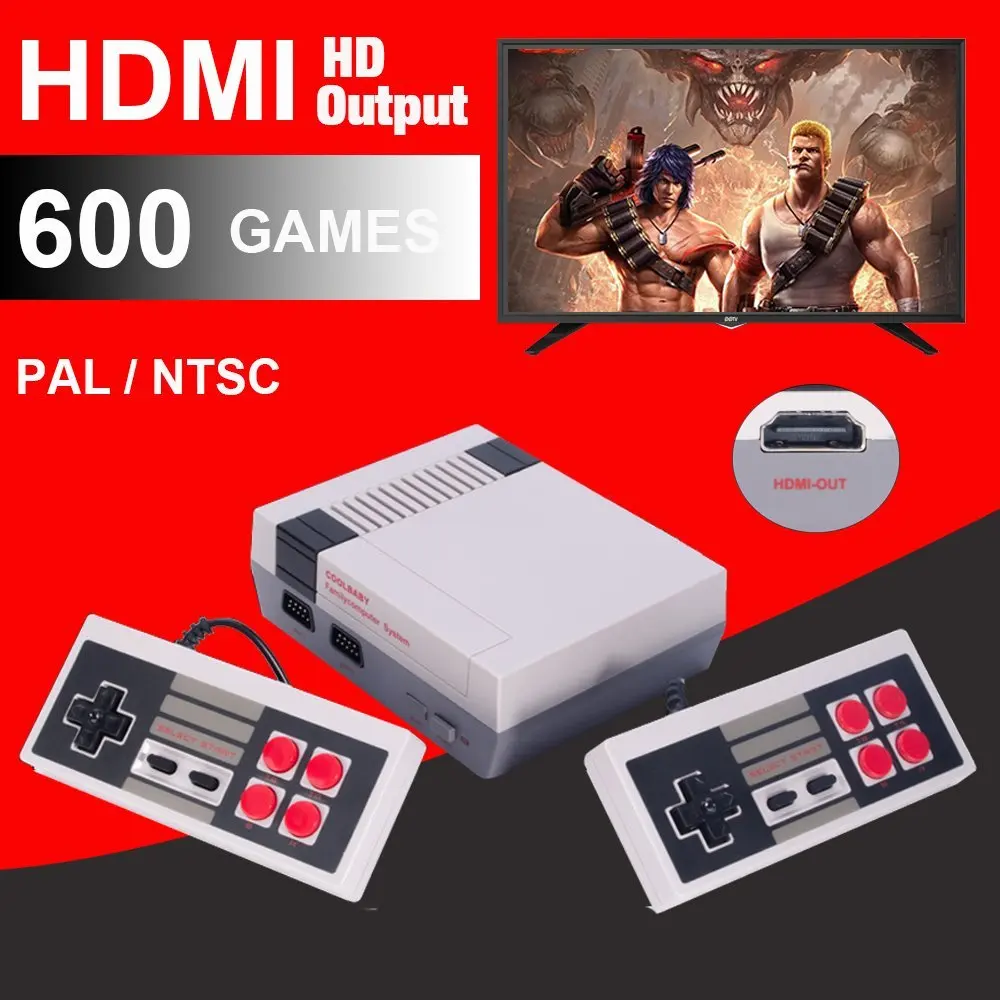 Мини ТВ игровая консоль Поддержка HDMI 8 бит Ретро встроенный 600 игр портативный